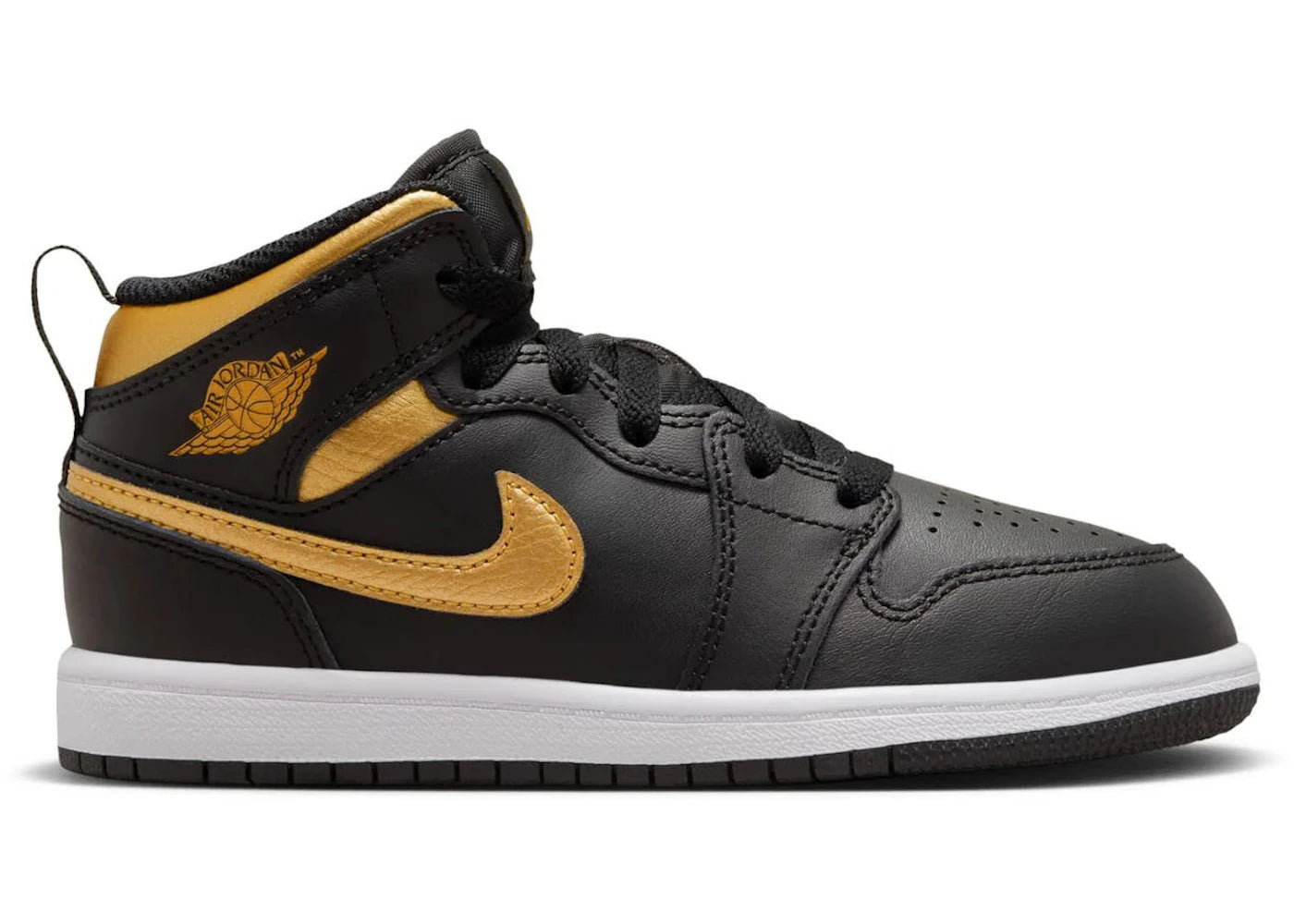 Jordan 1 Mid Metallic Gold Black (PS) - vue 360