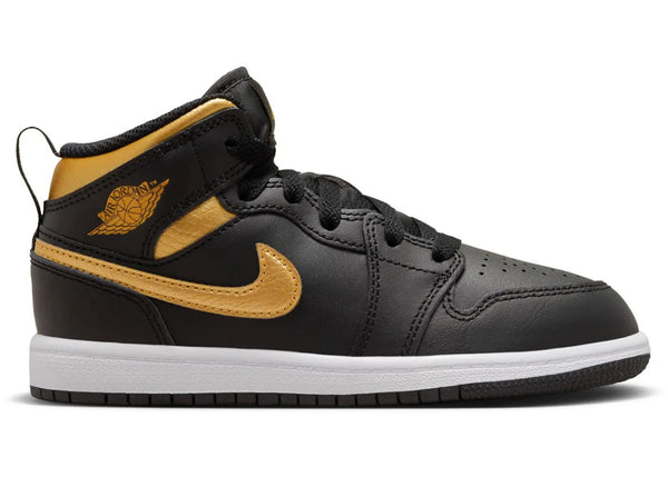 Jordan 1 Mid Metallic Gold Black (PS) sneakers - authentic Jordan shoes