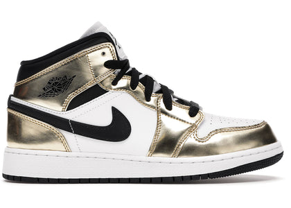 Jordan 1 Mid Metallic Gold Black White (GS) - authentic Jordan sneakers