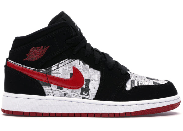 Jordan 1 Mid Newspaper Air Times (GS) sneakers - authentic Jordan shoes