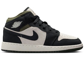 Jordan 1 Mid Off Noir Medium Olive (GS) - authentic Jordan sneakers