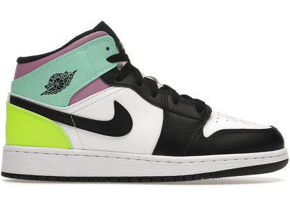 Jordan 1 Mid Pastel Black Toe (GS) - authentic Jordan sneakers