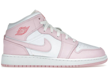Jordan 1 Mid Pink Foam Fire Red (GS) - authentic Jordan sneakers