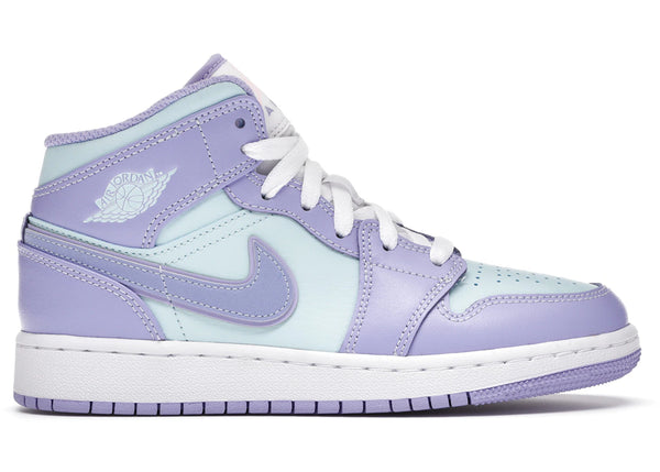 Jordan 1 Mid Purple Aqua (GS) sneakers - authentic Jordan shoes