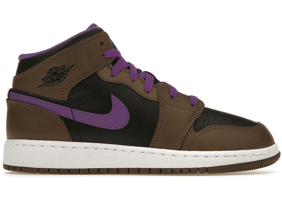 Jordan 1 Mid Purple Mocha (GS) sneakers - authentic Jordan shoes