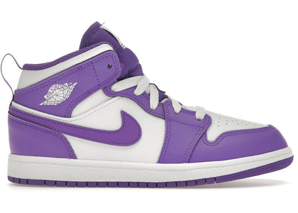 Jordan 1 Mid Purple Venom (PS) - authentic Jordan sneakers