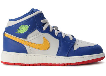 Jordan 1 Mid Racer Blue Red Gold (GS) - authentic Jordan sneakers