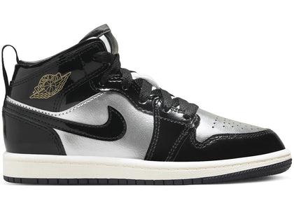 Jordan 1 Mid SE Black Metallic Silver Sail Metallic Gold (PS) - authentic Jordan sneakers
