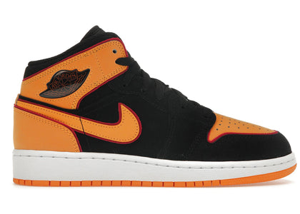 Jordan 1 Mid SE Black Vivid Orange (GS) - authentic Jordan sneakers