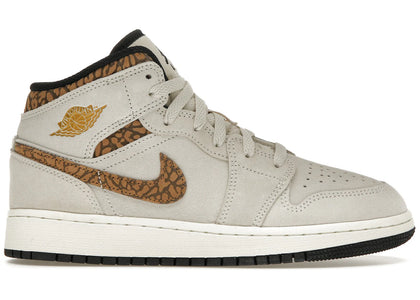 Jordan 1 Mid SE Brown Elephant (GS) - authentic Jordan sneakers