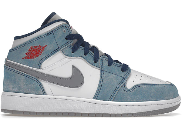 Jordan 1 Mid SE French Blue Light Steel (GS) sneakers - authentic Jordan shoes
