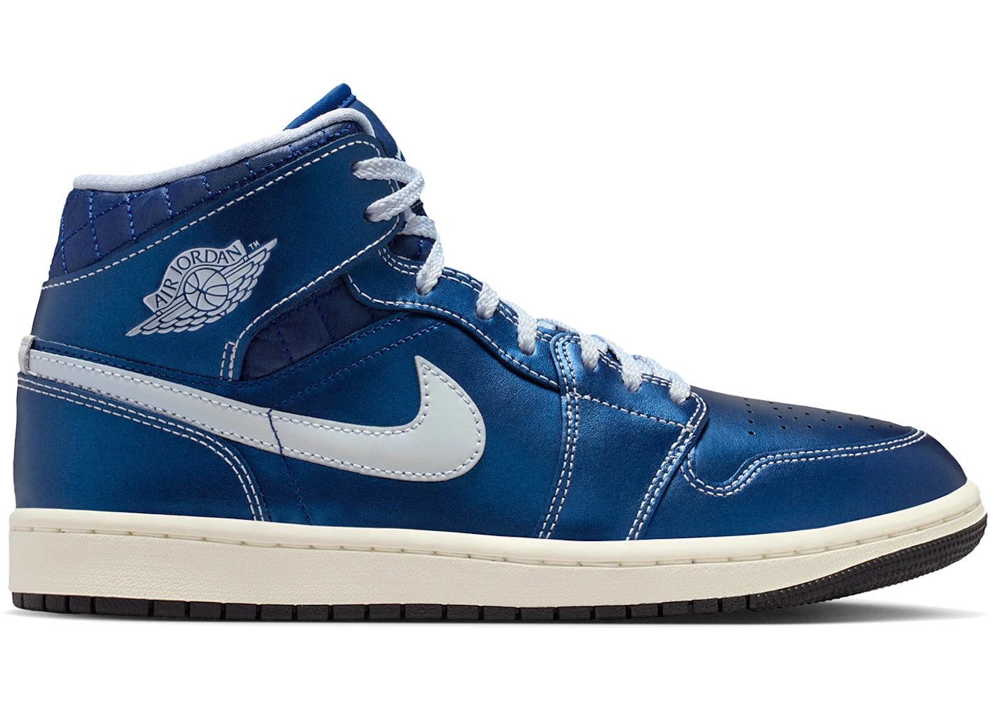 Jordan 1 Mid SE Metallic Blue Quilted (Women's) - vue 360
