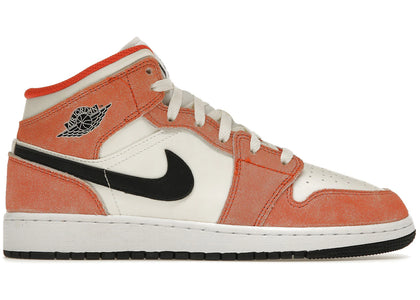 Jordan 1 Mid SE Orange Suede (GS) % sneakers - authentic Jordan shoes