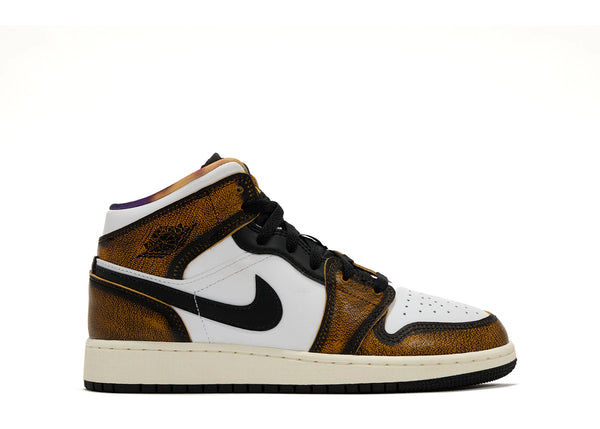 Jordan 1 Mid SE Orange Wear Away (GS) sneakers - authentic Jordan shoes