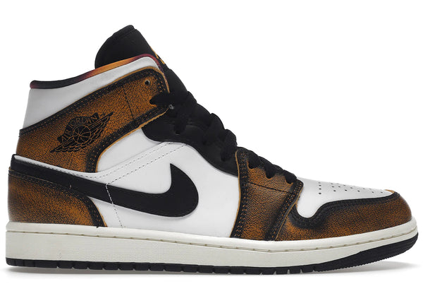 Jordan 1 Mid SE Orange Wear Away sneakers - authentic Jordan shoes