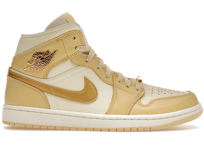 Jordan 1 Mid SE Pale Vanilla Metallic Gold (Women's) - authentic Jordan sneakers
