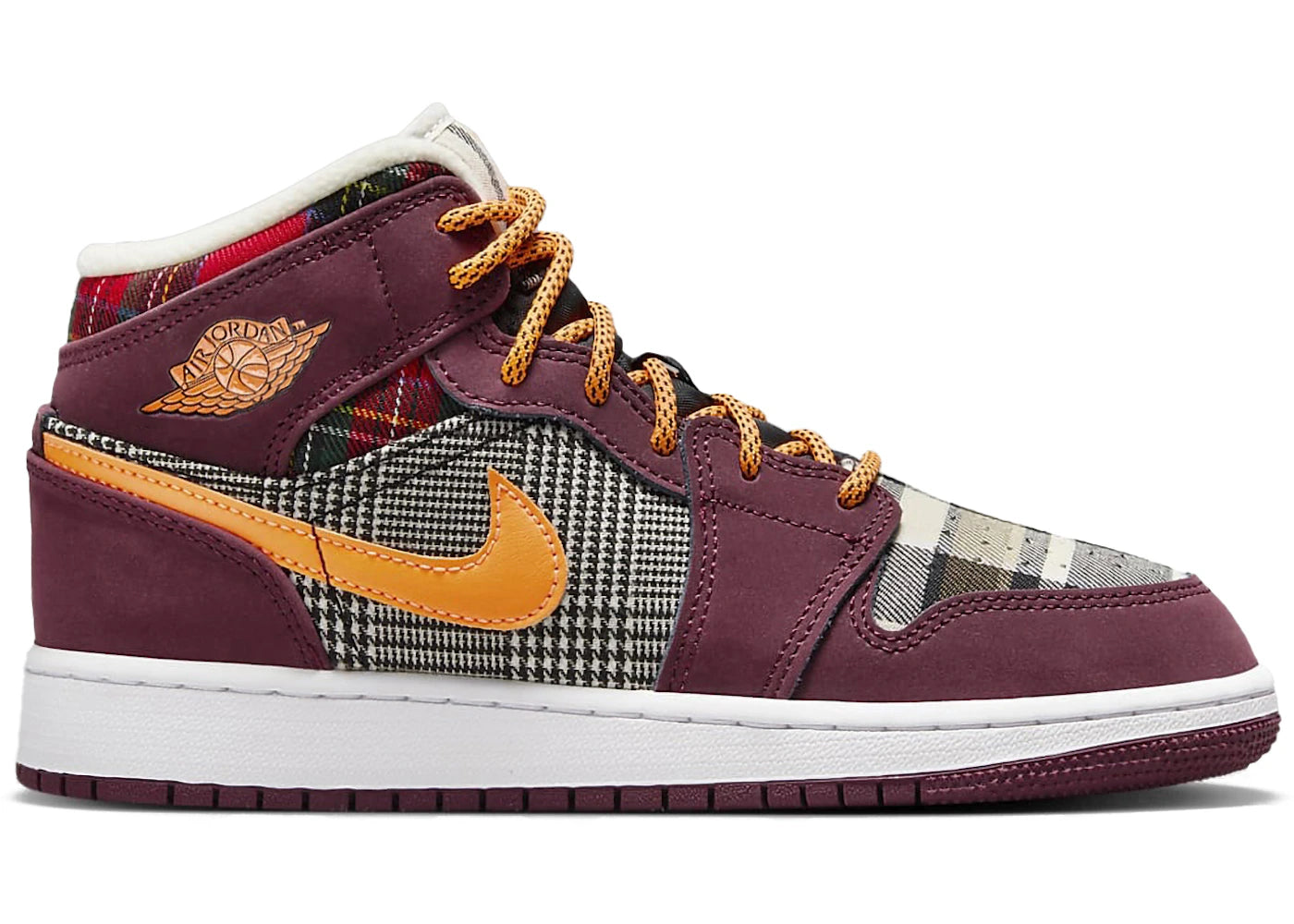 Jordan 1 Mid SE Plaid (GS) - vue 360