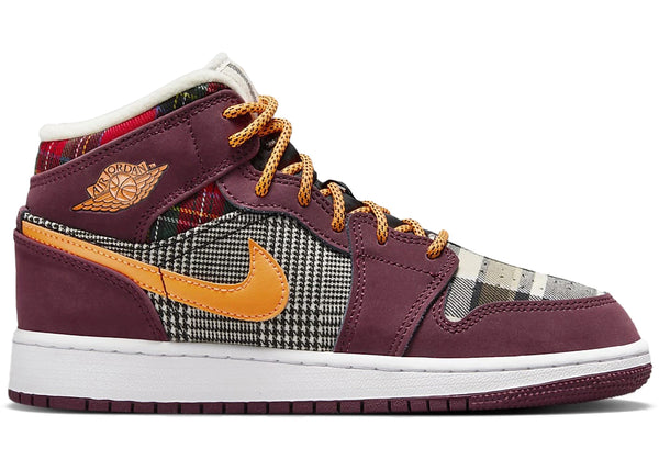 Jordan 1 Mid SE Plaid (GS) sneakers - authentic Jordan shoes