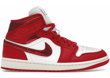 Jordan 1 Mid SE Red Cracked Leather (Women's) - authentic Jordan sneakers