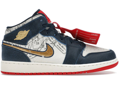 Jordan 1 Mid SE Take Flight Gold Swoosh (GS) - authentic Jordan sneakers