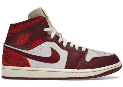 Jordan 1 Mid SE Tiki Leaf Team Red (Women's) - authentic Jordan sneakers
