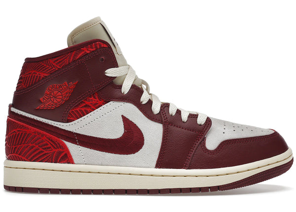 Jordan 1 Mid SE Tiki Leaf Team Red (Women's) sneakers - authentic Jordan shoes