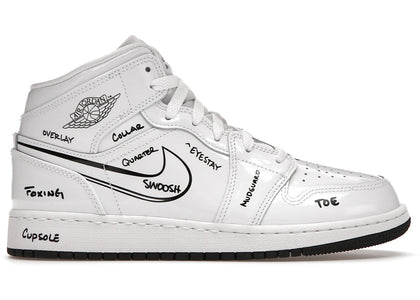 Jordan 1 Mid Schematic (GS) - authentic Jordan sneakers