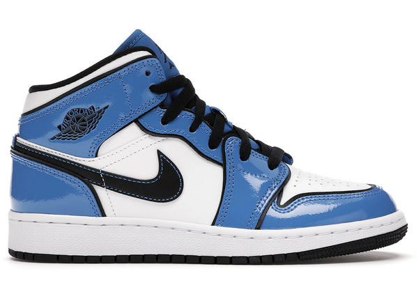 Jordan 1 Mid Signal Blue (GS) sneakers - authentic Jordan shoes
