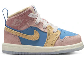 Jordan 1 Mid Sneaker School Aegean Storm Pink Oxford Red Stardust Hemp (TD) - authentic Jordan sneakers