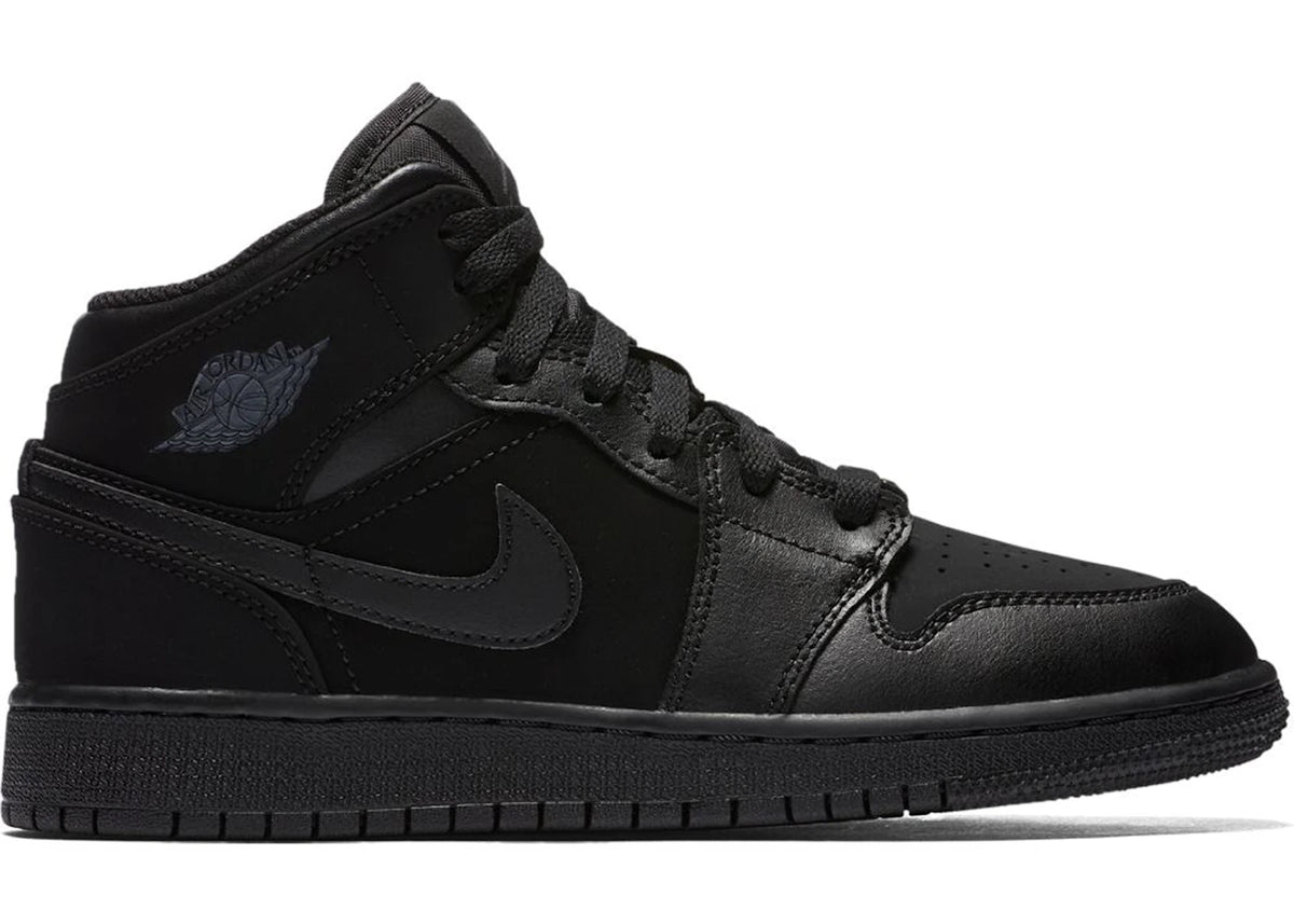 Jordan 1 Mid Triple Black (2016) (GS) - vue secondaire A