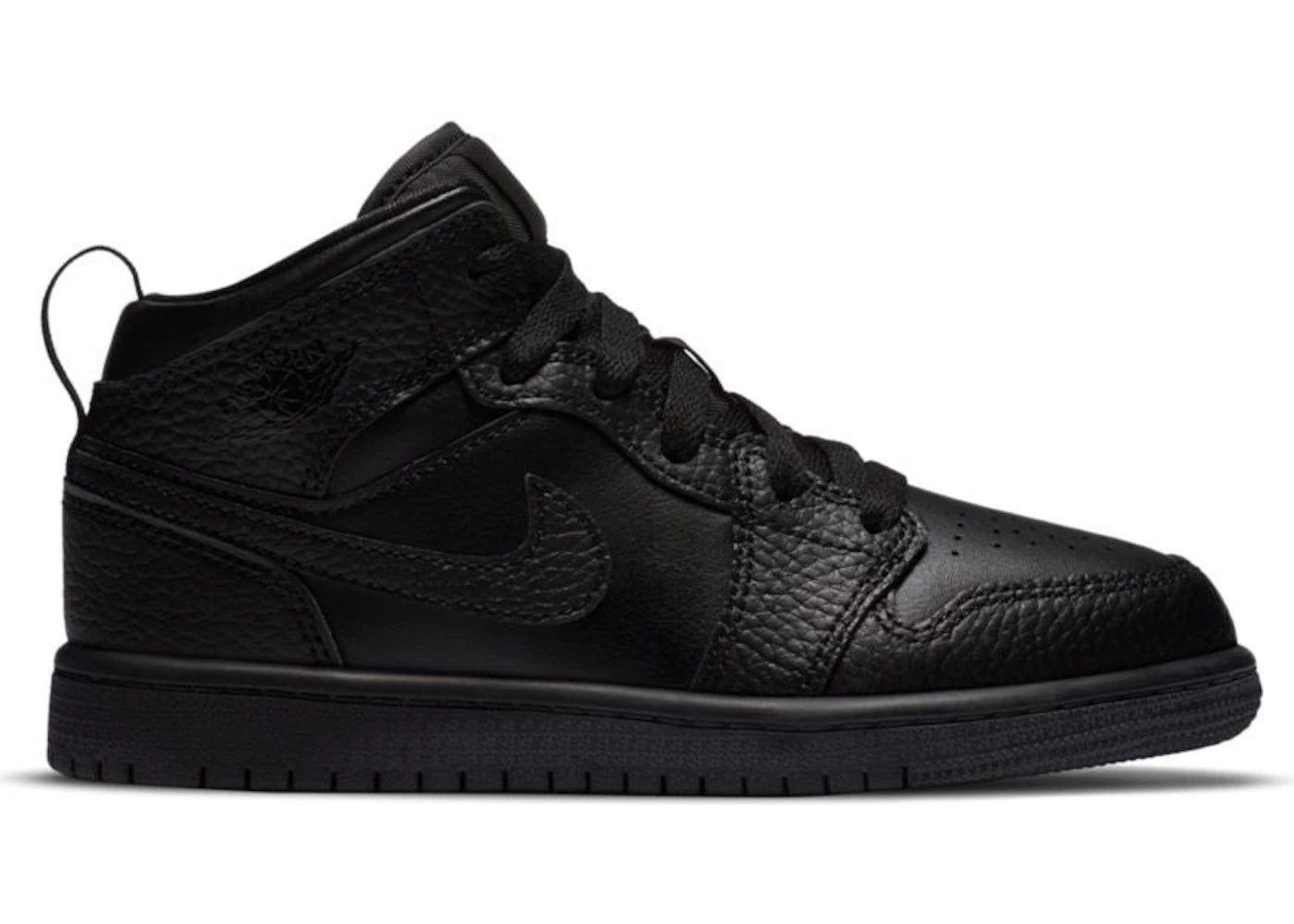 Jordan 1 Mid Triple Black Tumbled Leather (PS) - vue 360