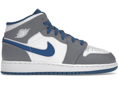Jordan 1 Mid True Blue Cement (GS) % sneakers - authentic Jordan shoes