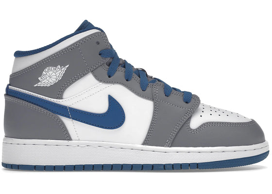 Jordan 1 Mid True Blue Cement (GS) % sneakers - authentic Jordan shoes