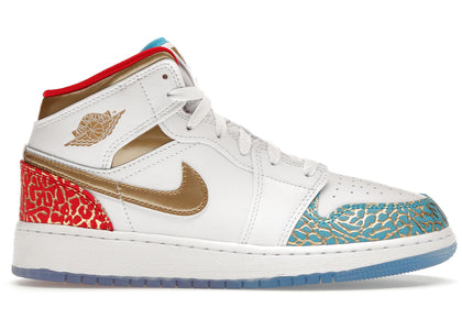 Jordan 1 Mid Sneaker School NC to Chicago (GS) - authentic Jordan sneakers