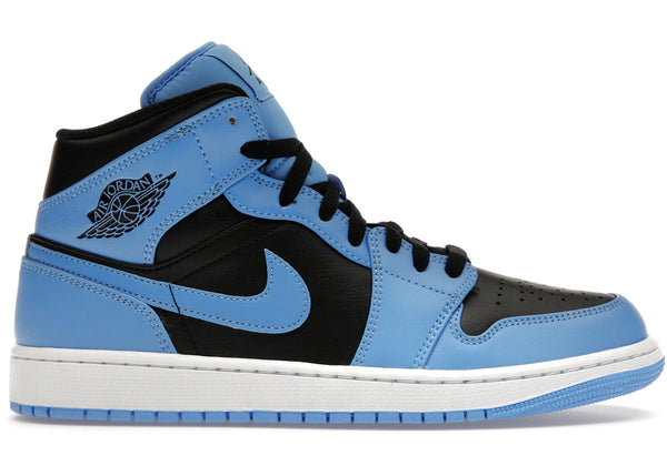 Jordan 1 Mid University Blue Black sneakers - authentic Jordan shoes