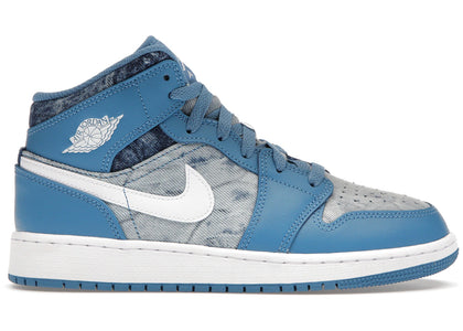 Jordan 1 Mid Washed Denim (GS) - authentic Jordan sneakers
