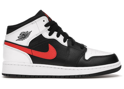 Jordan 1 Mid White Black Chile Red (GS) - authentic Jordan sneakers