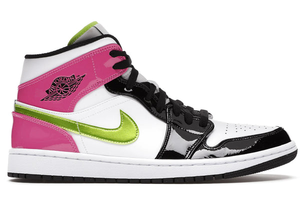 Jordan 1 Mid White Black Cyber Pink sneakers - authentic Jordan shoes