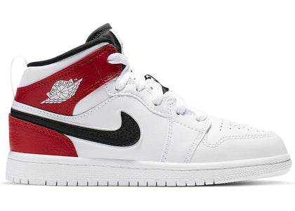 Jordan 1 Mid White Black Gym Red (PS) - sneakers view 2