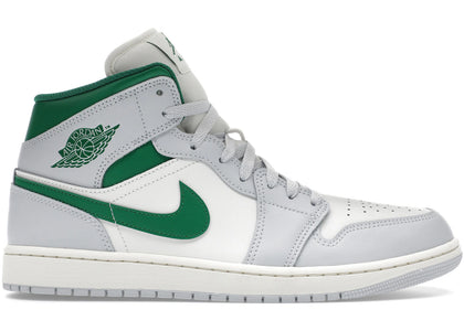 Jordan 1 Mid White Pure Platinum Pine Green - authentic Jordan sneakers