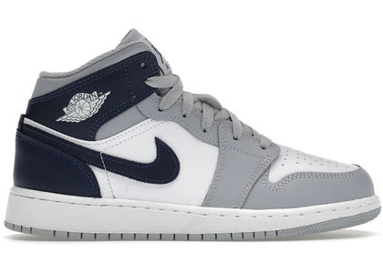 Jordan 1 Mid Wolf Grey Midnight Navy (GS) - authentic Jordan sneakers
