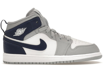 Jordan 1 Mid Wolf Grey Midnight Navy (PS) - authentic Jordan sneakers