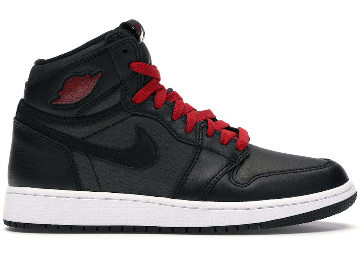 Jordan 1 Retro High Black Satin Gym Red Black (GS)