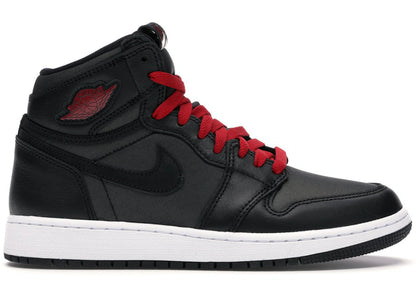 Jordan 1 Retro High Black Satin Gym Red Black (GS) sneakers - authentic Jordan shoes