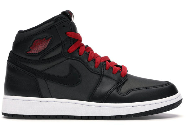 Jordan 1 Retro High Black Satin Gym Red Black (GS) sneakers - authentic Jordan shoes