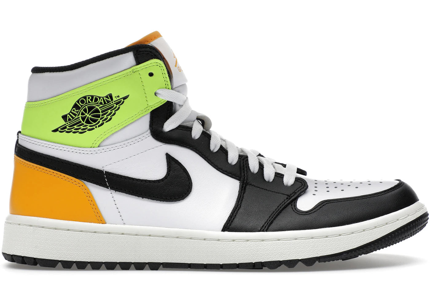Jordan 1 Retro High Golf White University Gold Volt Black
