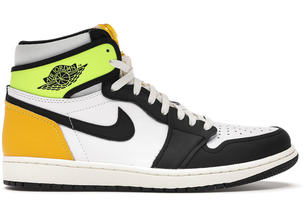 Jordan 1 Retro High White Black Volt University Gold sneakers - authentic Jordan shoes