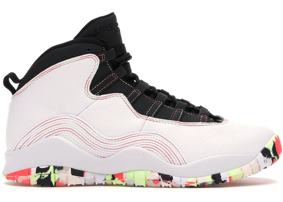Jordan 10 Retro White Barely Volt Ember Glow (GS) sneakers - authentic Jordan shoes
