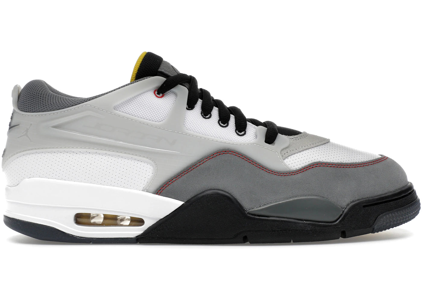 Jordan 4 RM Premium White Black Smoke Grey Fire Red - vue 360