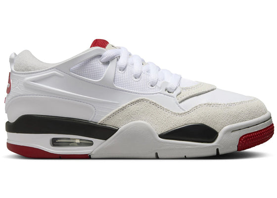 Jordan 4 RM White Black Neutral Grey Varsity Red (GS) sneakers - authentic Jordan shoes